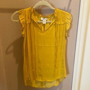 Rachel Zoe Mustard Yellow Ruffled Top Size XS